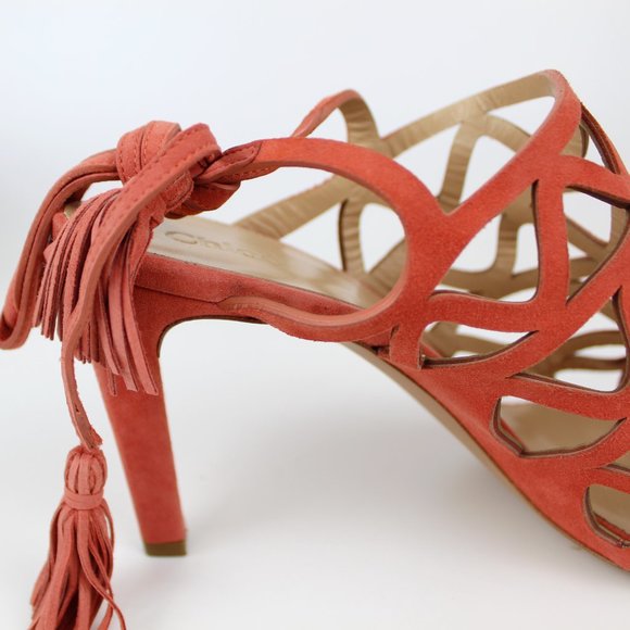 NEW Chloe Kendal Tassle Caged Trim Suede Sandals - Picture 14 of 16